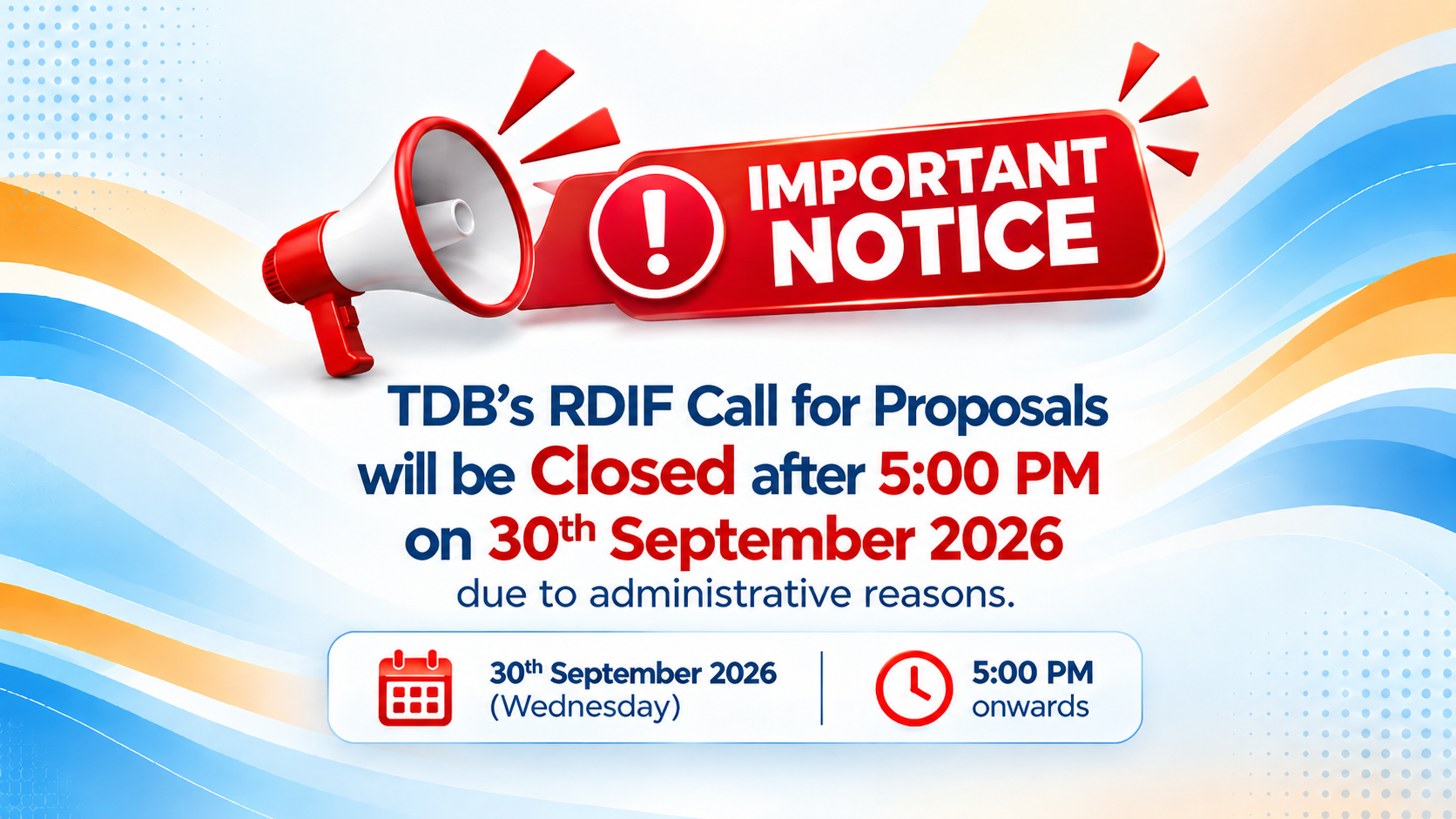 Important Notice - TDB RDIF Call for Proposals
