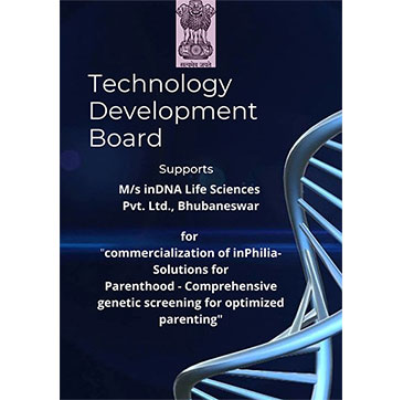 Technology Development Board (TDB) supports inDNA Life Sciences Private Limited., Bhubaneshwar., Orissa